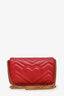 Gucci Red Chevron Leather Super Mini Marmont Bag