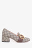 Gucci Brown 'GG' Monogram Pumps with Leather Buckle Size 38.5