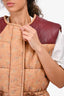 Isabel Marant Beige Cotton/Linen Burgundy Leather Quilted Vest Size 34