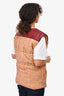 Isabel Marant Beige Cotton/Linen Burgundy Leather Quilted Vest Size 34