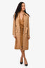 Alberta Ferretti Beige Suede Long Wrap Coat with Gold Grommets Size 4 US