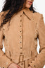 Alberta Ferretti Beige Suede Long Wrap Coat with Gold Grommets Size 4 US