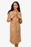 Alberta Ferretti Beige Suede Long Wrap Coat with Gold Grommets Size 4 US