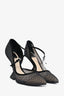 Christian Dior Black Mesh/Suede Mary Jane Pumps Size 39