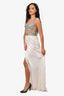 Alberta Ferretti Runway FW19 White Silk Gown with Silver Metal Caged Top Size 4 US