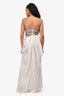 Alberta Ferretti Runway FW19 White Silk Gown with Silver Metal Caged Top Size 4 US