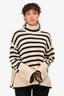 Toteme Black/Cream Striped Wool Blend Turtleneck Sweater Size XS