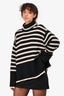 Toteme Black/Cream Striped Wool Blend Turtleneck Sweater Size XS