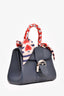 Delvaux Blue Leather 'Brillant' Top Handle With Strap