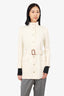 Saint Laurent White Wool Belted Coat Size 40