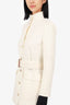 Saint Laurent White Wool Belted Coat Size 40