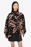 Burberry Prorsum Black/Camel Wool/Cashmere Printed Poncho