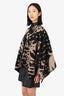 Burberry Prorsum Black/Camel Wool/Cashmere Printed Poncho