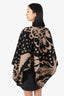 Burberry Prorsum Black/Camel Wool/Cashmere Printed Poncho