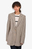 Max Mara Beige/Black Check Virgin Wool Blazer Size 16 US