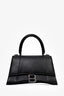 Balenciaga Black Grained Leather Small Hourglass Top Handle Bag with Strap