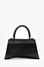 Balenciaga Black Grained Leather Small Hourglass Top Handle Bag with Strap