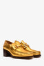 Gucci Gold Metallic Horsebit Heeled Loafers Size 40