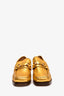 Gucci Gold Metallic Horsebit Heeled Loafers Size 40