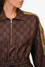 Gucci 2021 Brown Monogram Silk Quarter Zip Mini Dress Size XS