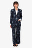 Gucci Navy Floral Embroidered Blazer + Trouser Set Size 42/44