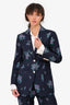 Gucci Navy Floral Embroidered Blazer + Trouser Set Size 42/44