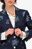 Gucci Navy Floral Embroidered Blazer + Trouser Set Size 42/44