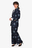 Gucci Navy Floral Embroidered Blazer + Trouser Set Size 42/44