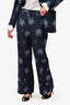 Gucci Navy Floral Embroidered Blazer + Trouser Set Size 42/44