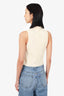 Lovers + Friends Cream Ribbed Knit Sleeveless Cropped Button Up Top Size S