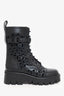 Valentino Black Leather Laser Cut Combat Boots Size 38