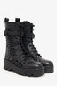 Valentino Black Leather Laser Cut Combat Boots Size 38