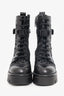 Valentino Black Leather Laser Cut Combat Boots Size 38