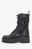 Valentino Black Leather Laser Cut Combat Boots Size 38