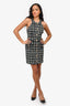 L'Agence Black/White Sleeveless Tweed Button Dress Size 4