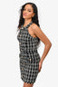 L'Agence Black/White Sleeveless Tweed Button Dress Size 4