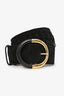 Alberta Ferretti Black Braided Suede Waist Belt with Gold Buckle