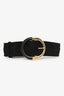 Alberta Ferretti Black Braided Suede Waist Belt with Gold Buckle