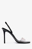 Alexander Wang Black Leather Studded Vinyl Strap Heeled Sandals Size 38.5