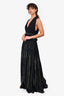 Alberta Ferretti Black Silk Gold Embroidered Sleeveless Maxi Dress Size 4