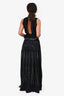 Alberta Ferretti Black Silk Gold Embroidered Sleeveless Maxi Dress Size 4