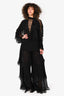 Alberta Ferretti Black Silk/Lace Sheer Ruffle Top + Pants Set Size S