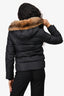 Prada Sport 2013 Black Fur Hooded Puffer Jacket Size 40