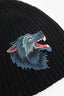 Gucci Black Wool Knitted Wolf Beanie