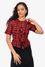 Isabel Marant Etoile Red/Black Tartan Ruched Top Size 36