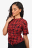 Isabel Marant Etoile Red/Black Tartan Ruched Top Size 36