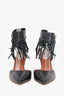 Valentino Black Leather Fringe Trim Accent D'Orsay Pumps Size 36