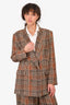 L'Agence Brown Check Patterned Blazer + Wide Leg Trouser Set Size 6