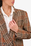 L'Agence Brown Check Patterned Blazer + Wide Leg Trouser Set Size 6