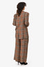 L'Agence Brown Check Patterned Blazer + Wide Leg Trouser Set Size 6